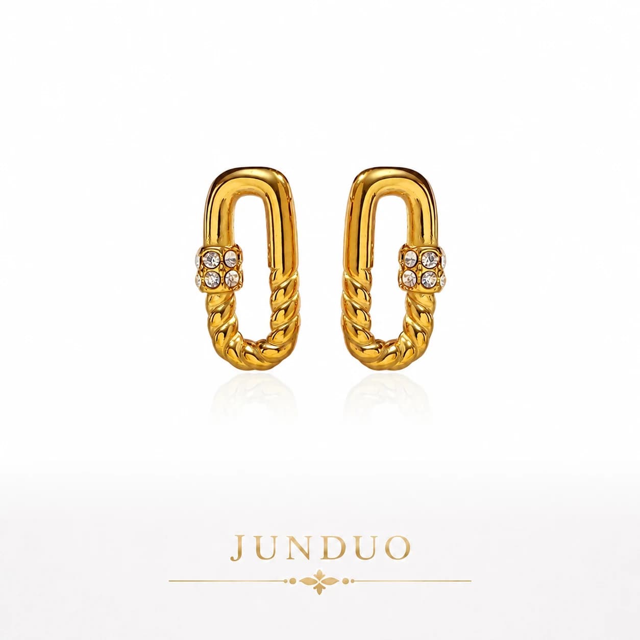 CZ Oval Link Hoop Earrings EH05000 1