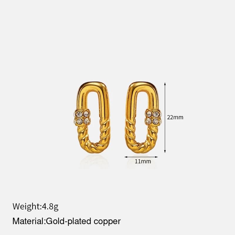 CZ Oval Link Hoop Earrings EH05000 3