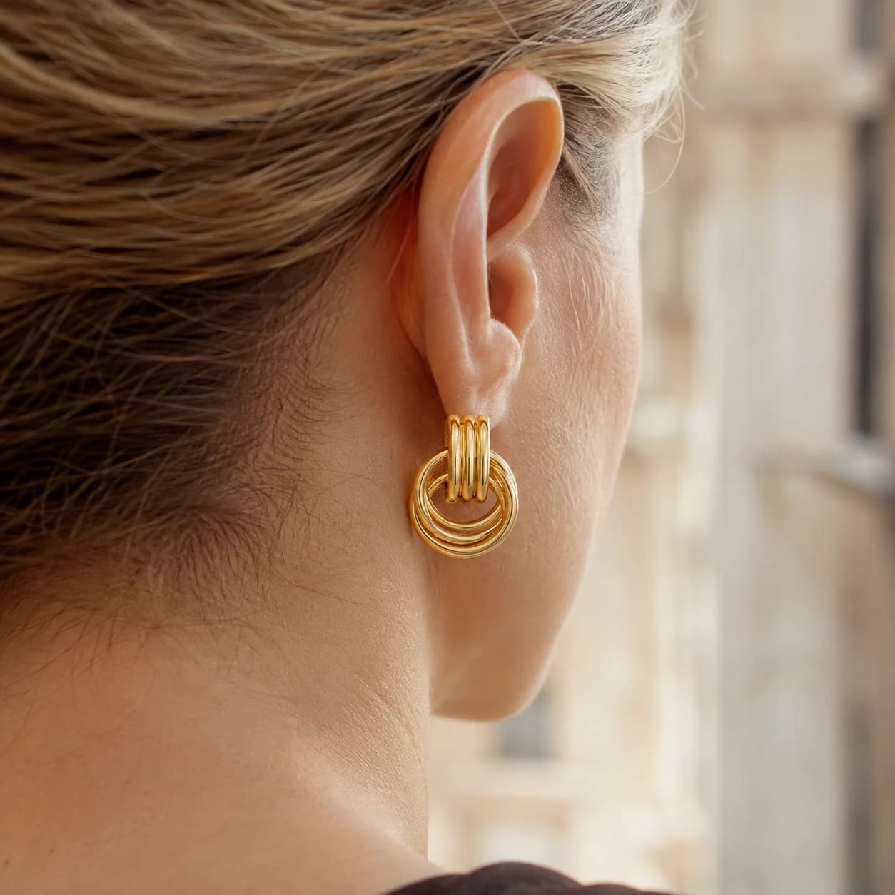 Layered Knot Stud Earrings EH05001 2