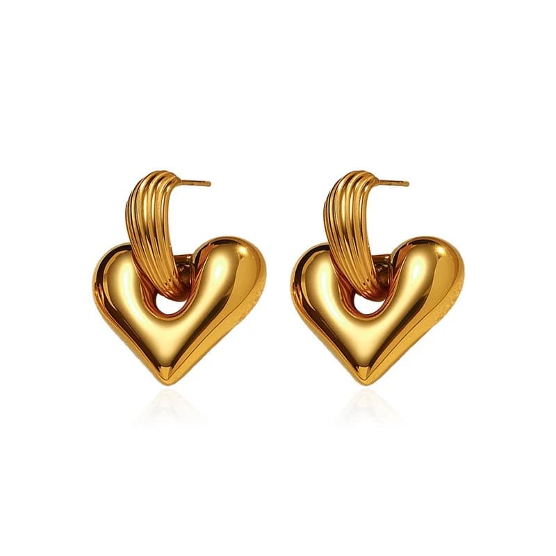 Gold Heart Hoop Earrings EH05002 3