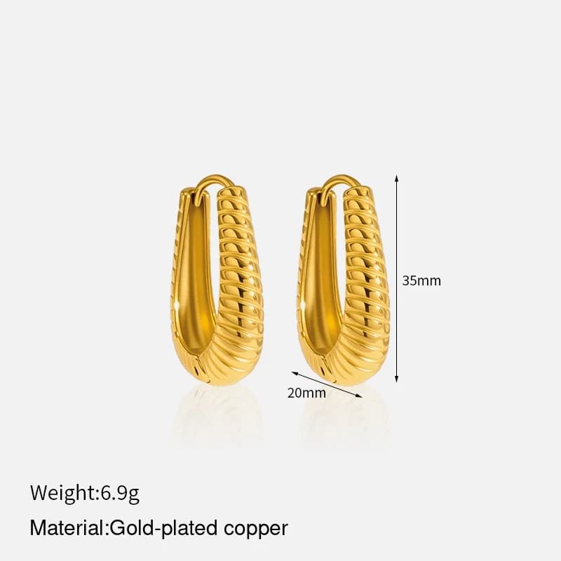 Textured Gold Huggie Earrings EH05004 3