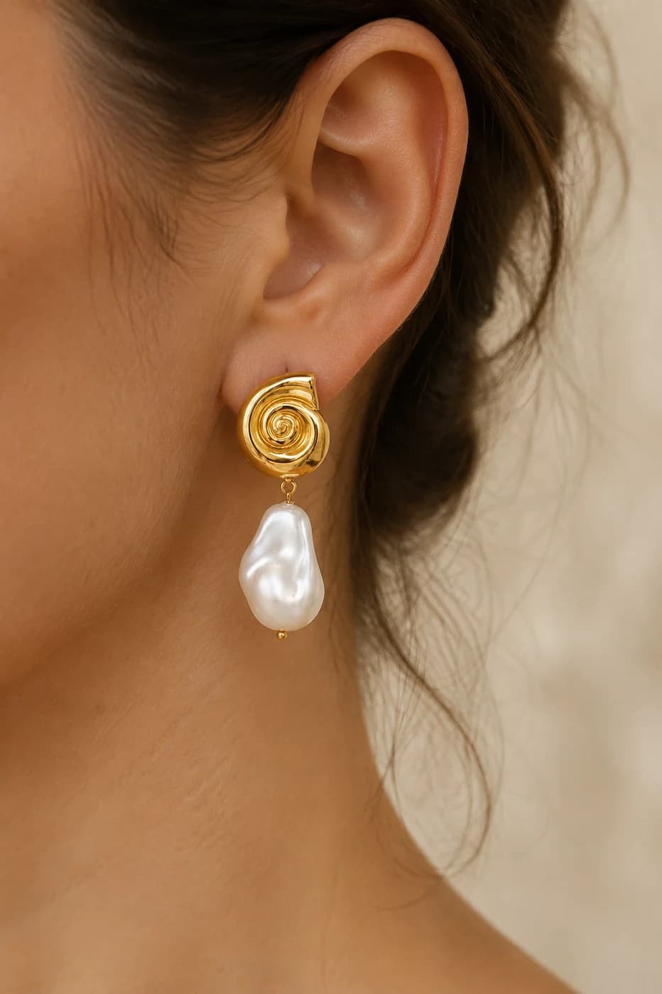 Swirl Pearl Drop Earrings EH05006 2