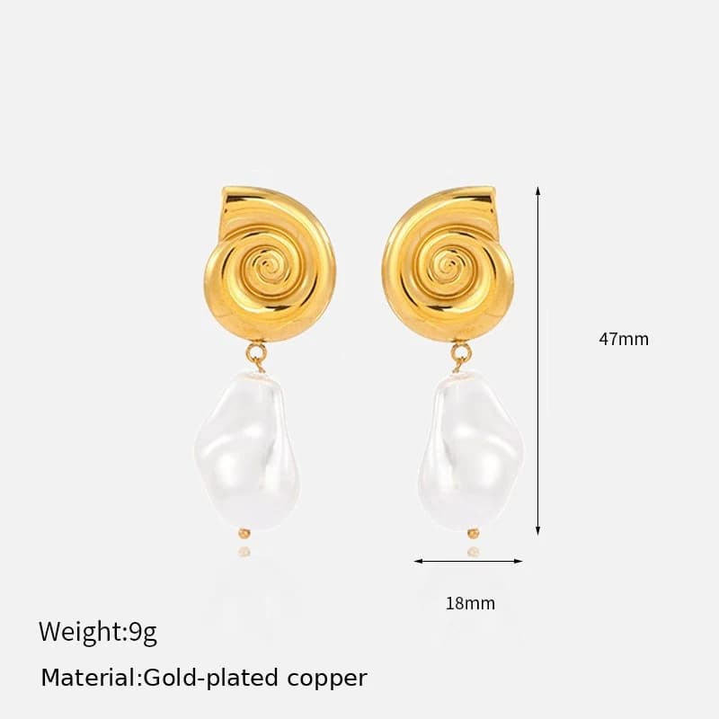 Swirl Pearl Drop Earrings EH05006 3