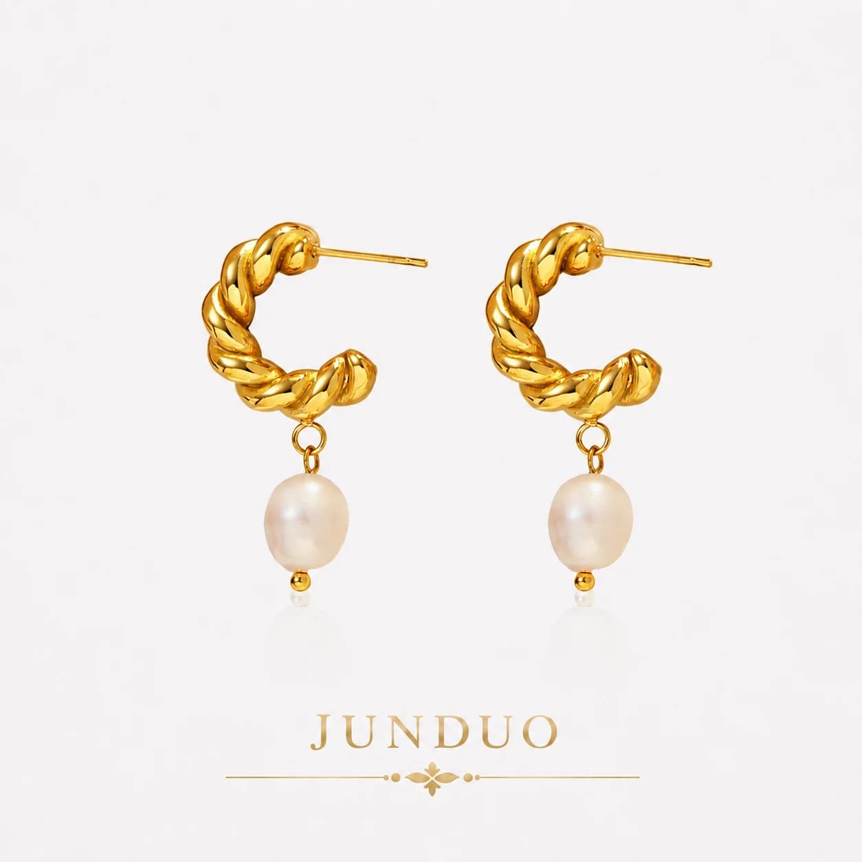 Rope Hoop Pearl Drop Earrings EH05009 1