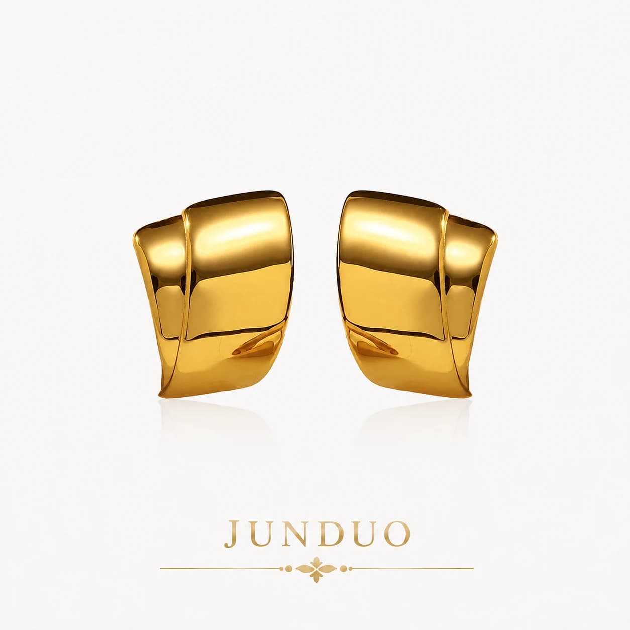 Wide Gold Huggie Earrings EH05011 1