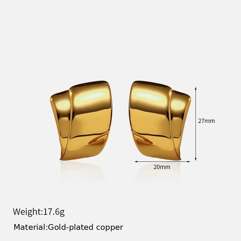 Wide Gold Huggie Earrings EH05011 3