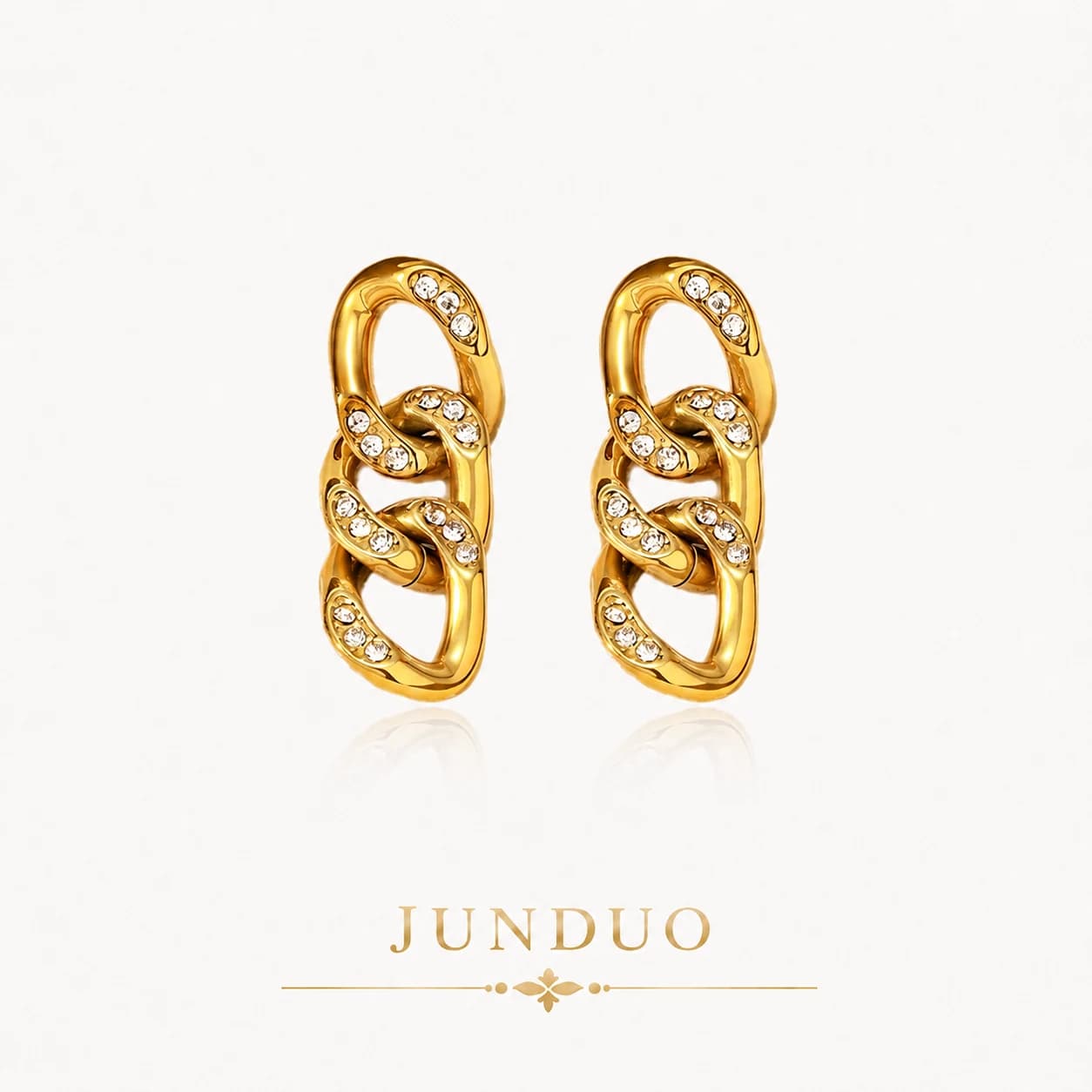 CZ Chain Link Hoop Earrings EH05016 1