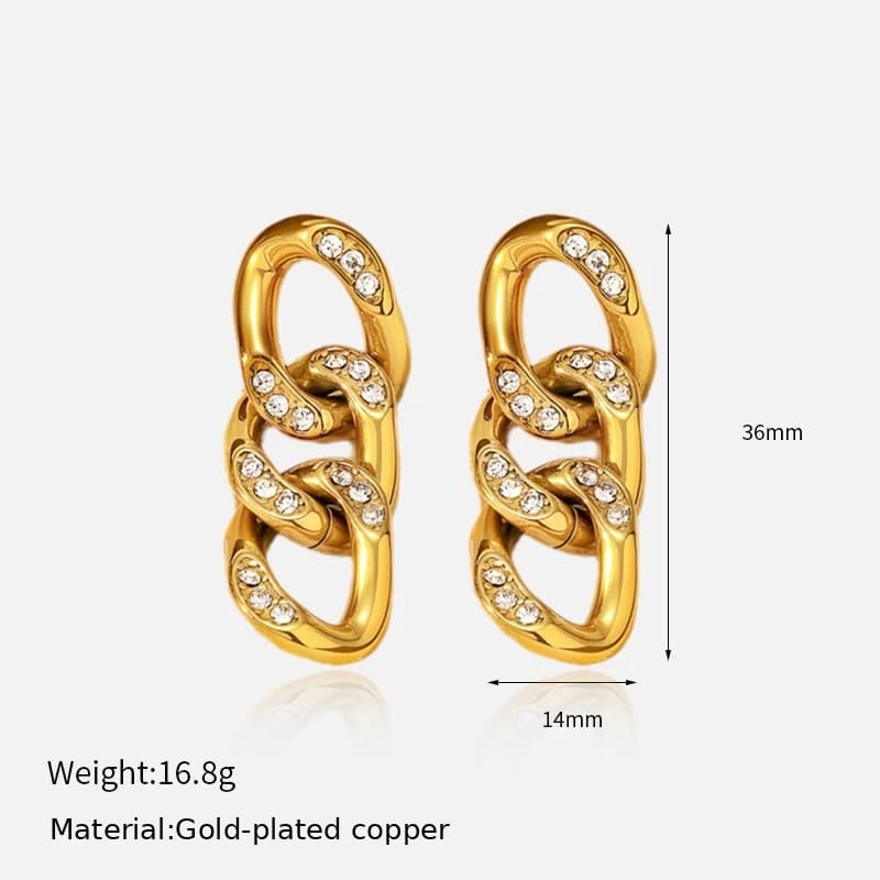 CZ Chain Link Hoop Earrings EH05016 3