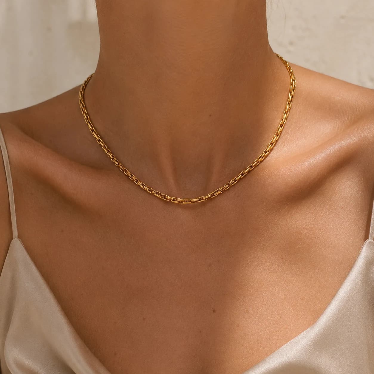 Textured Gold Chain Necklace XL05001 2