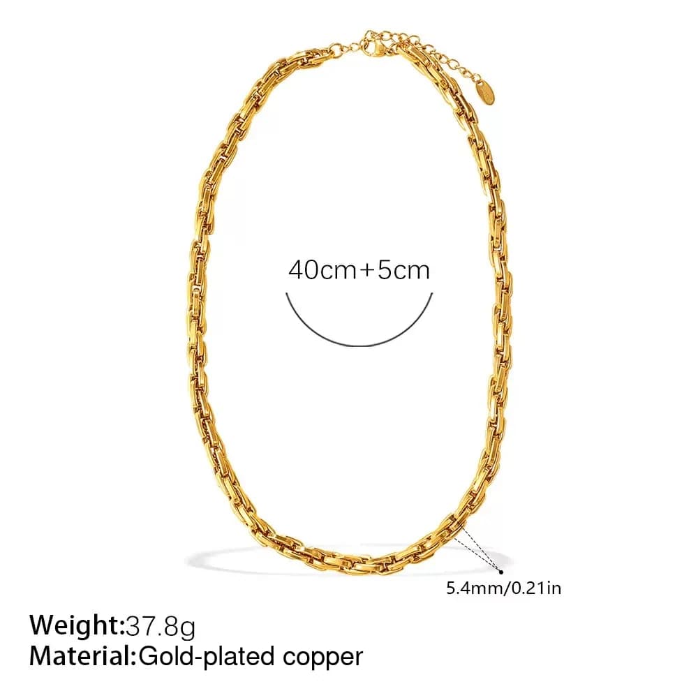 Textured Gold Chain Necklace XL05001 3
