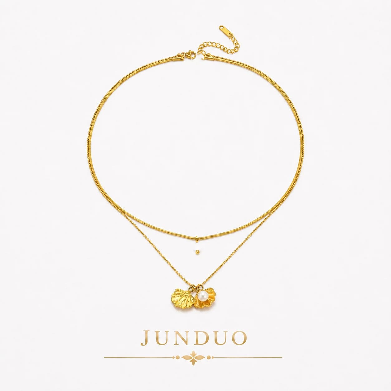 Double Pearl Pendant Necklace XL05005 1