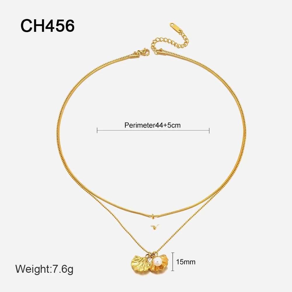 Double Pearl Pendant Necklace XL05005 2
