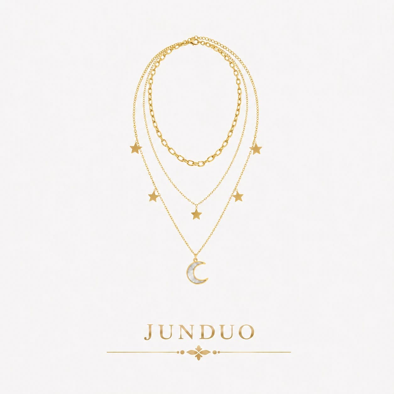 Moon Charm Layered Necklace XL05007 1