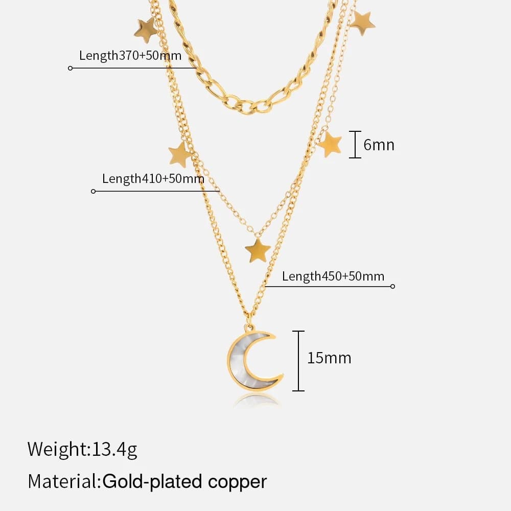 Moon Charm Layered Necklace XL05007 3