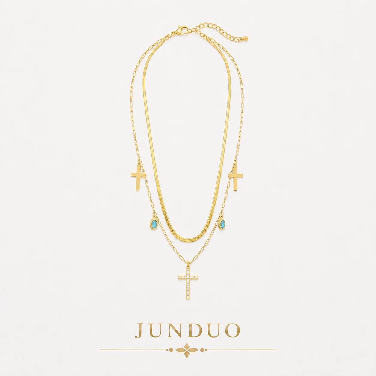 Cross Bead Layered Necklace XL05008 1