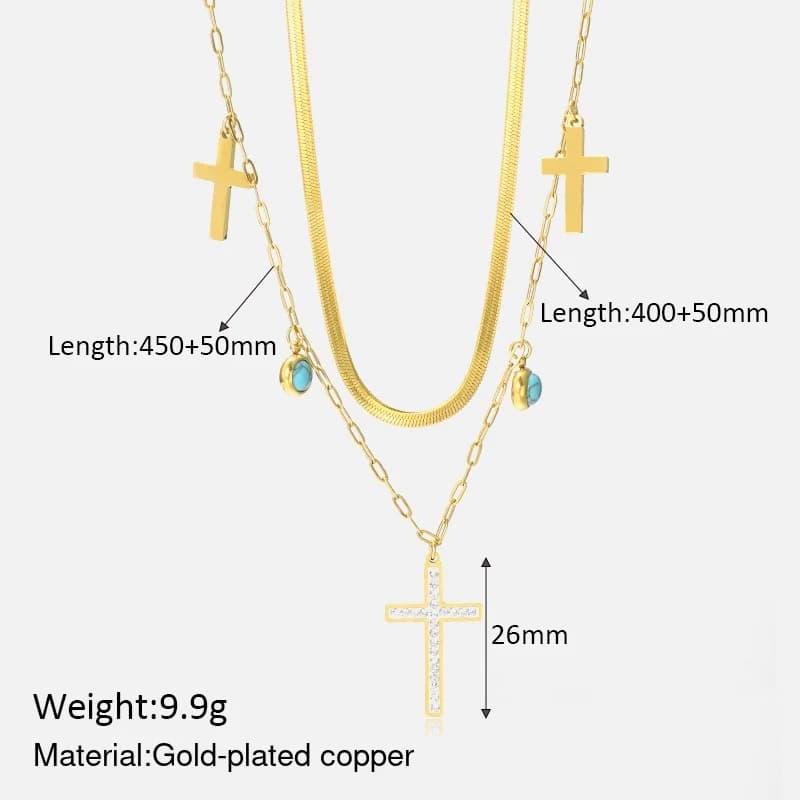 Cross Bead Layered Necklace XL05008 3