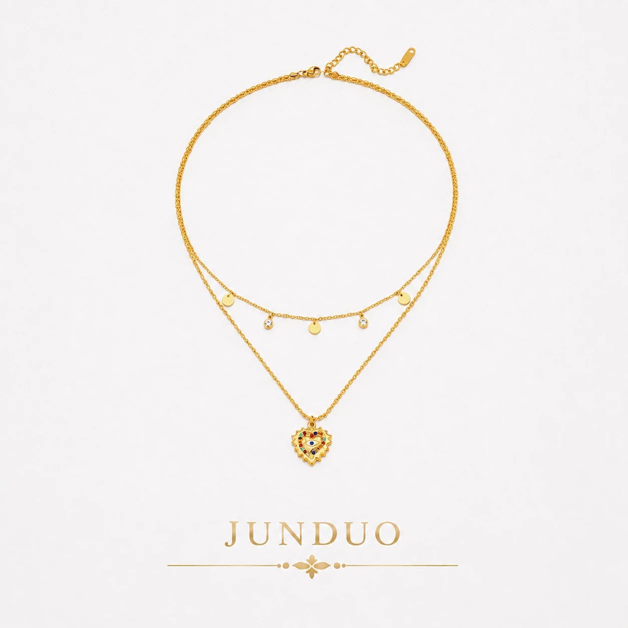 Heart Pendant Layered Necklace XL05009 1