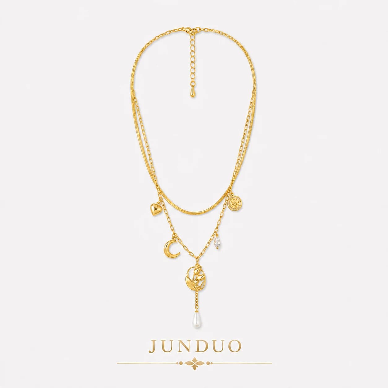 Moon Pearl Layered Necklace XL05011 1