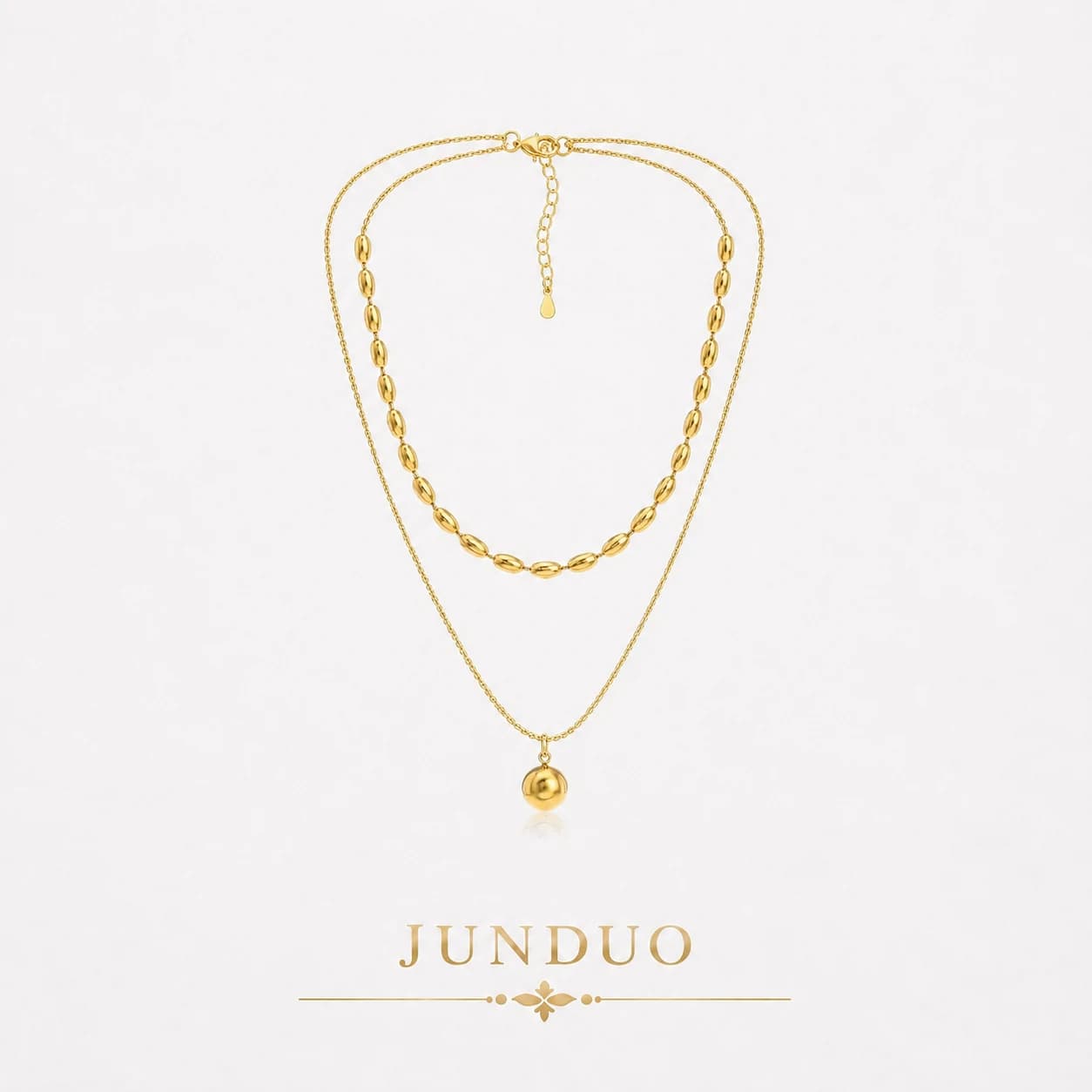 Gold Beaded Layered Necklace XL05012 1