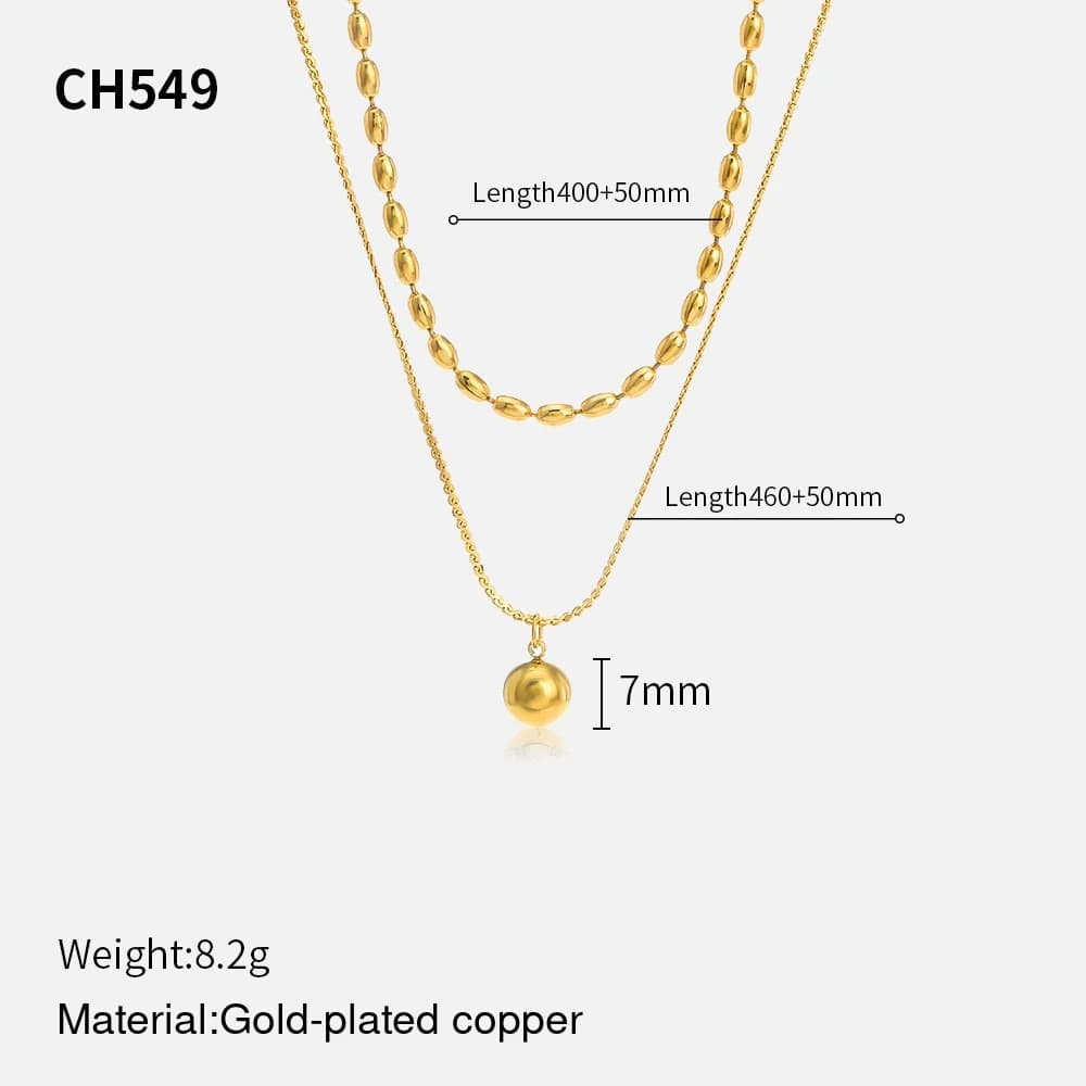 Gold Beaded Layered Necklace XL05012 2