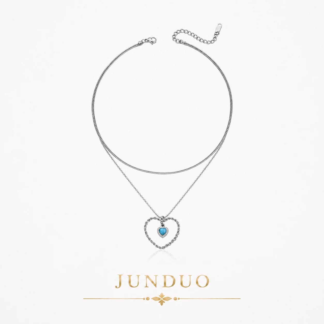Silver CZ Heart Pendant Necklace XL05014 1