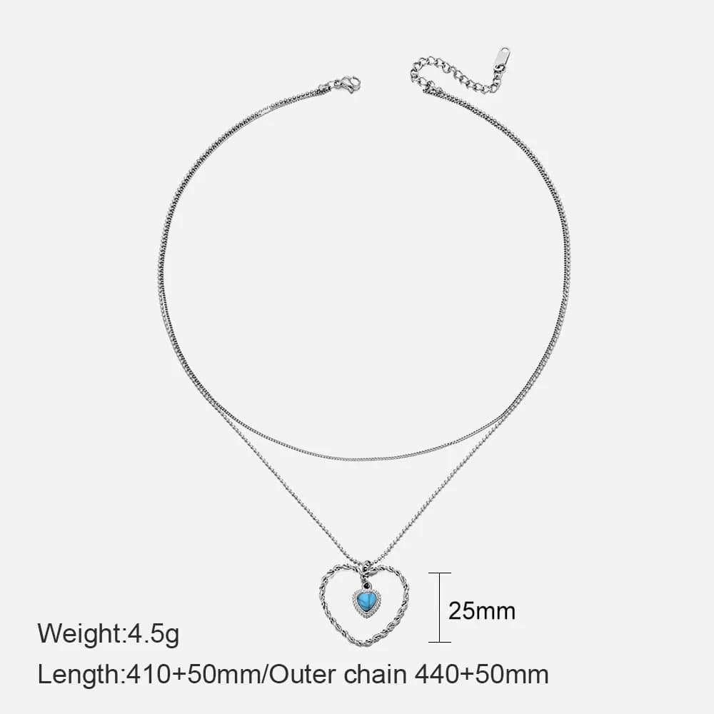 Silver CZ Heart Pendant Necklace XL05014 2