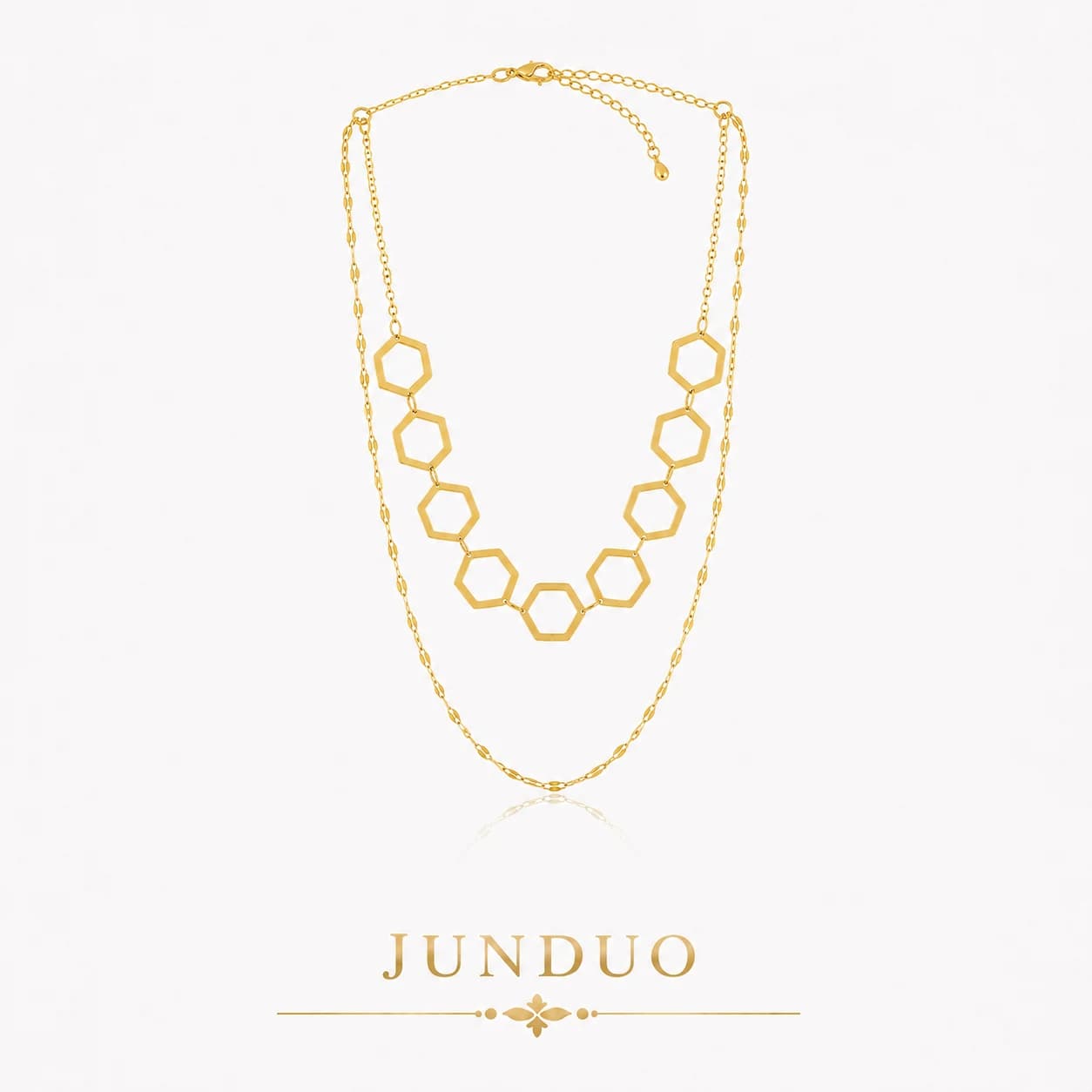 Circle Link Layered Chain Necklace XL05016 1