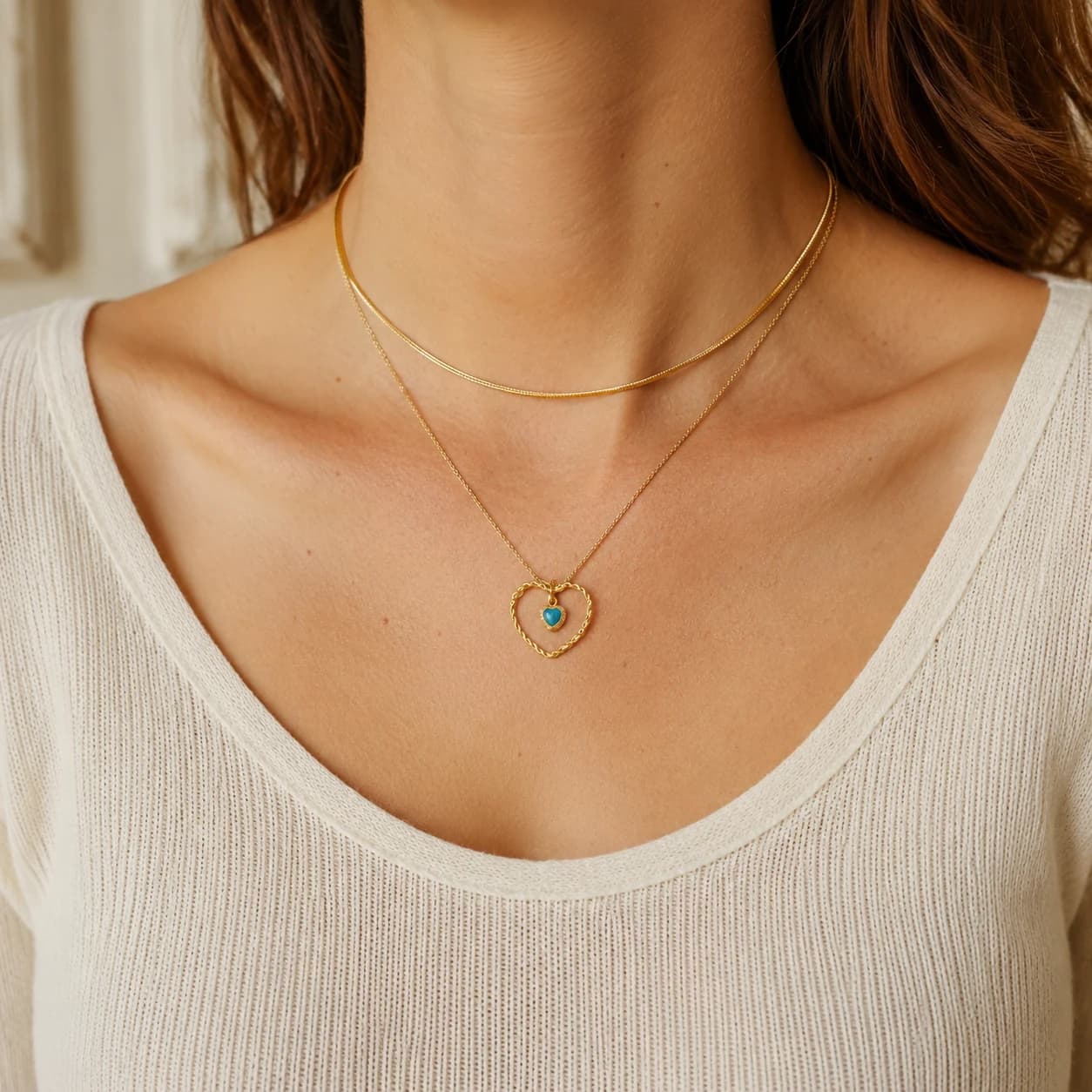 Gold Heart Pendant Necklace XL05017 2