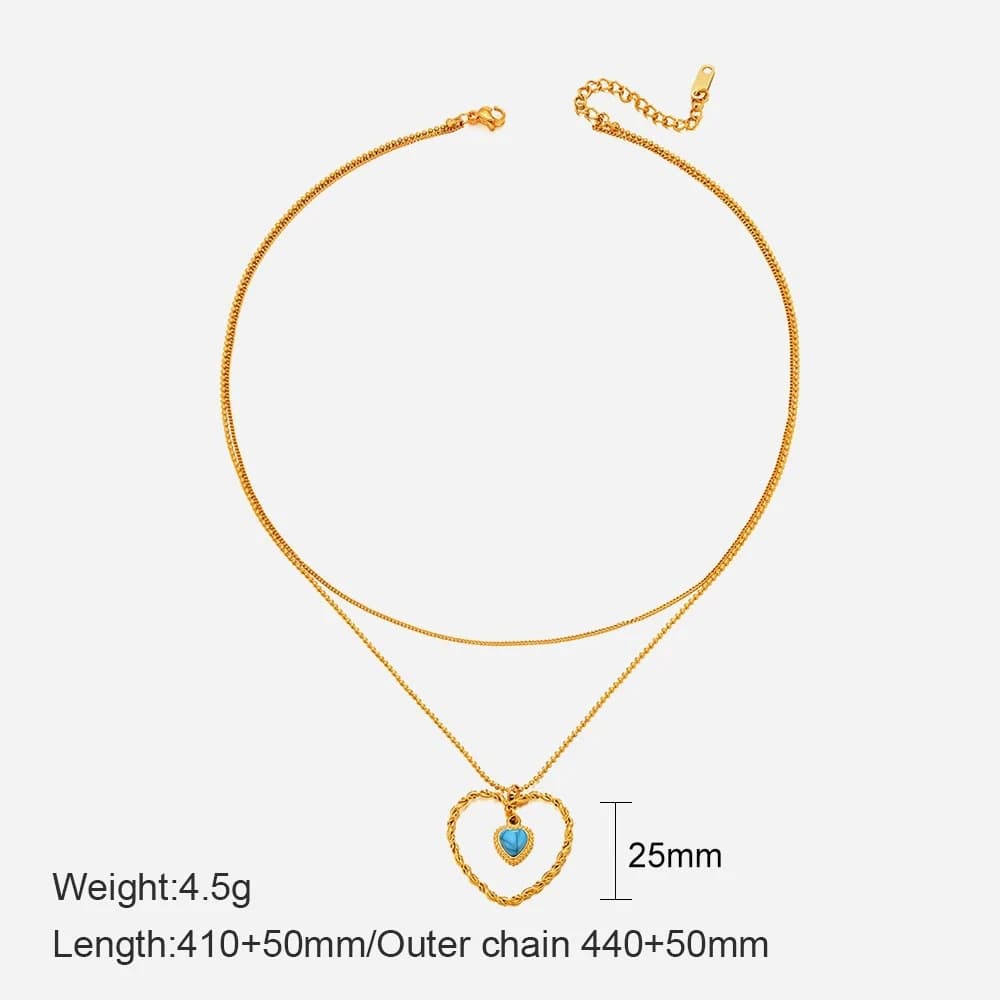 Gold Heart Pendant Necklace XL05017 3