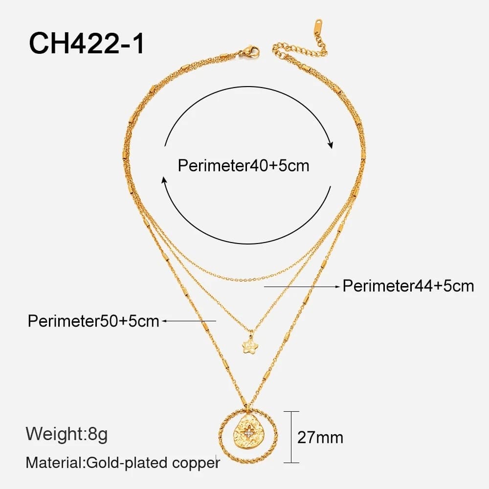 Round Coin Layered Pendant Necklace XL05018 2